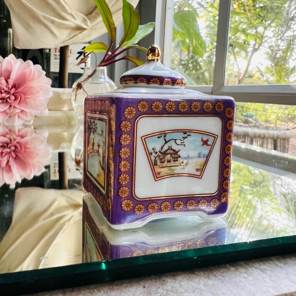 Purple and Gold Decorative Miniature Accent Container